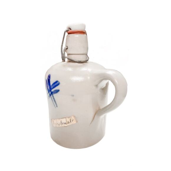 Antique Schilz Glazed Blue Stoneware Bottle with Stopper-Primitive - Picture 4 of 7